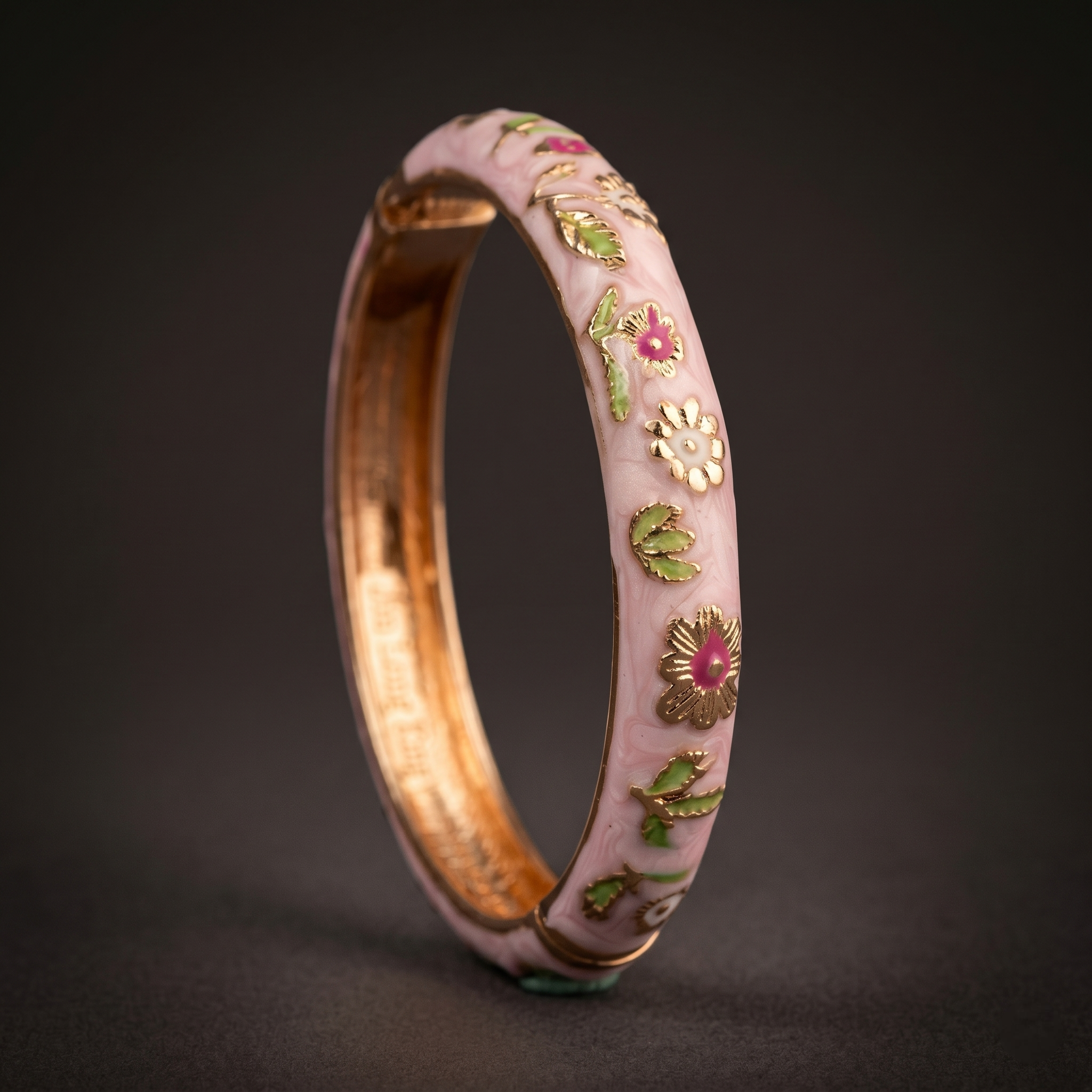 Floral Enamel/Meenakari Bracelet close-up view - Avalna